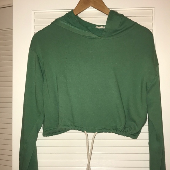 La Hearts Tops - Pacsun Green Tie Up Cropped Sweatshirt